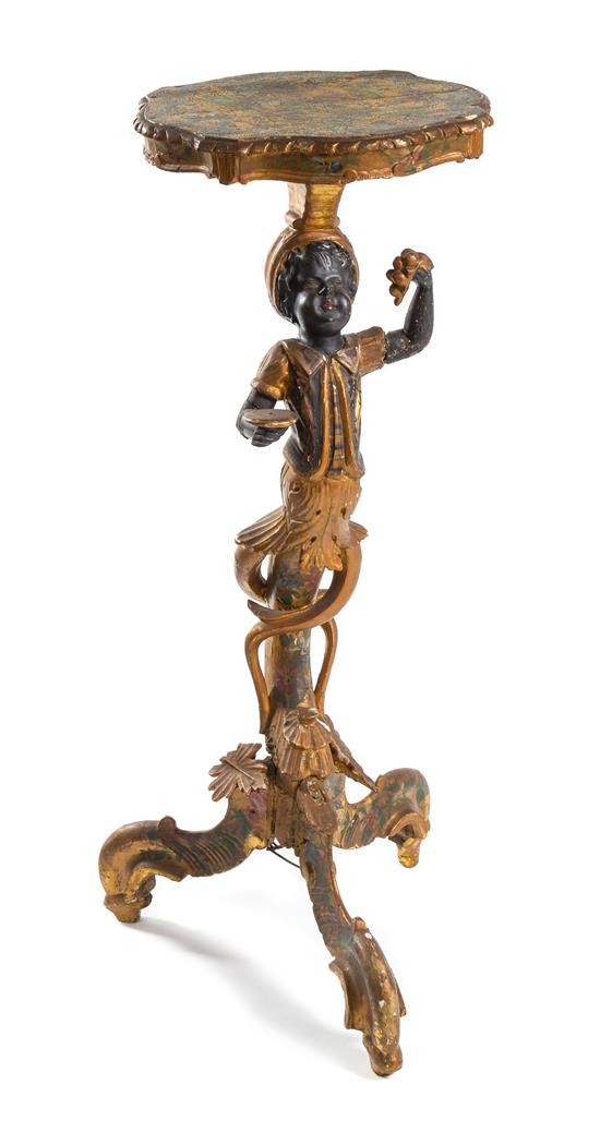 Appraisal: Sale Lot A Venetian Painted and Parcel Gilt Figural Pedestal