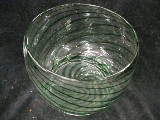 Appraisal: Art Glass Vase swirling green threading tall diameter