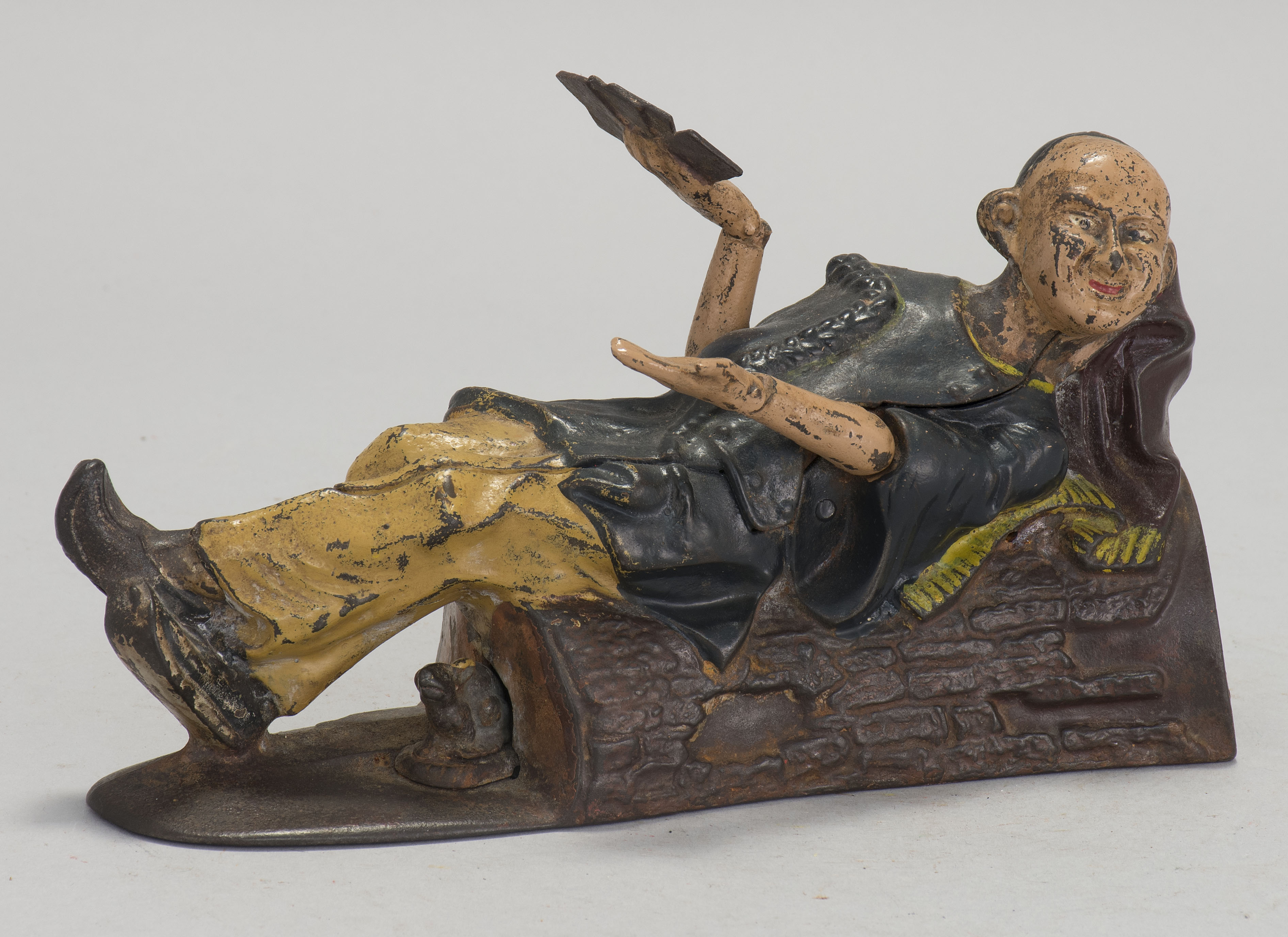 Appraisal: RECLINING CHINAMAN CAST IRON MECHANICAL BANK Circa By J E