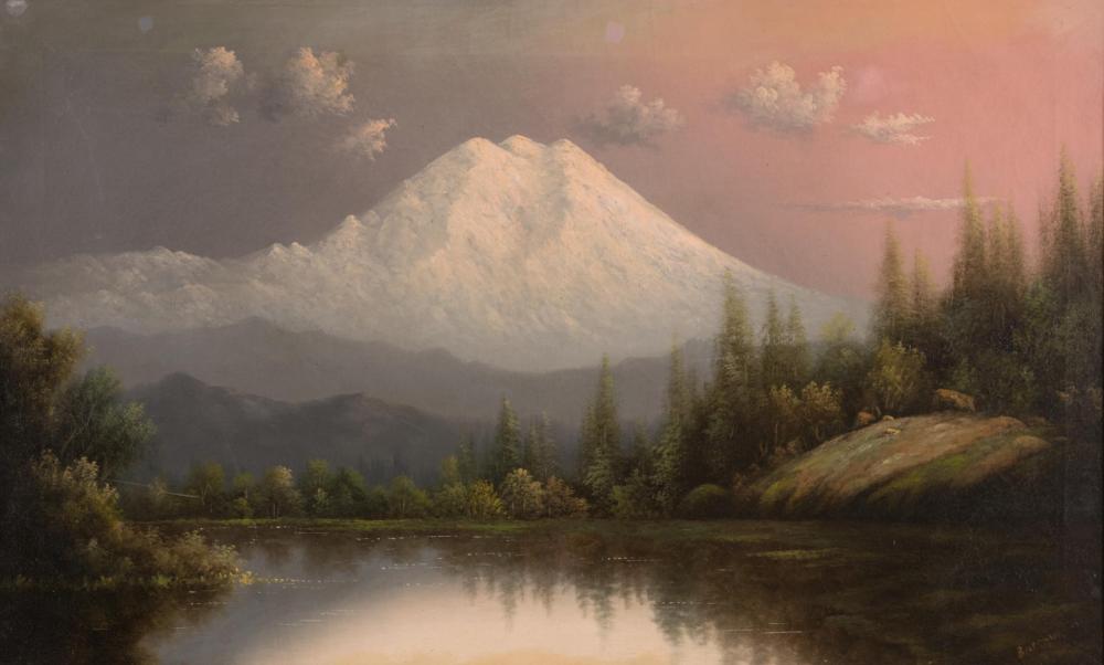 Appraisal: ELIZA BARCHUS Oregon - oil on canvas Sunset on Mount