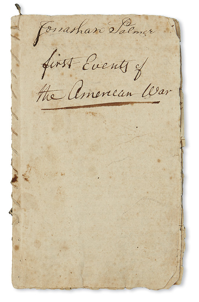 Appraisal: AMERICAN REVOLUTION-- Palmer Jonathan Manuscript diary and memorandum book titled