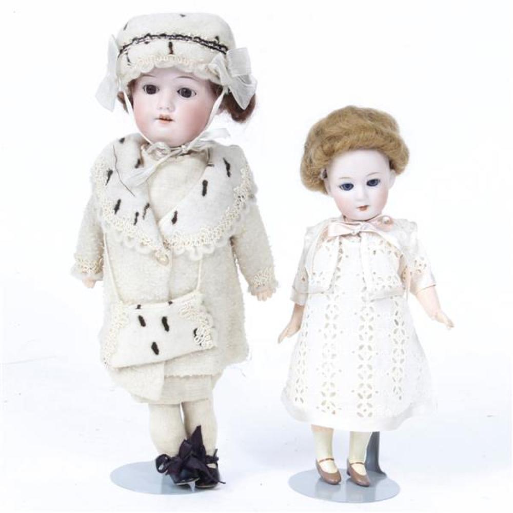 Appraisal: TWO GERMAN BISQUE SOCKET HEAD CHILD DOLLS HERMANN STEINER INCH