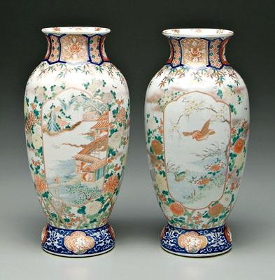 Appraisal: Pair Japanese Imari vases ovoid with solid feet cartouches of