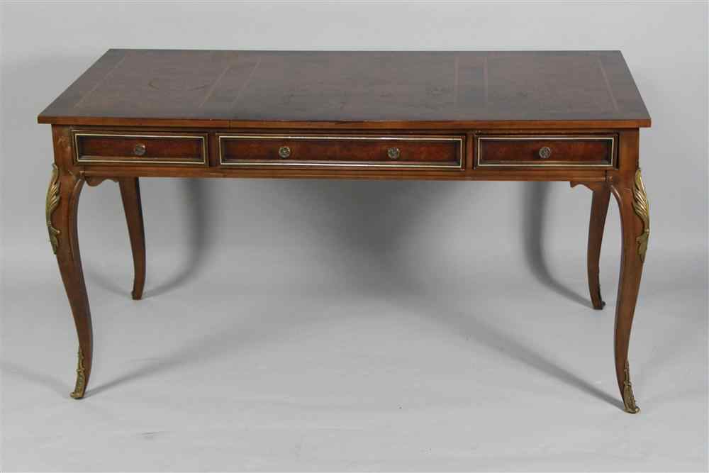 Appraisal: LOUIS XV STYLE ORMOLU MOUNTED MAHOGANY VENEER BUREAU PLAT DESK