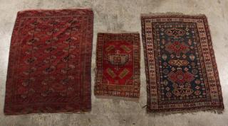 Appraisal: LOT OF MISCELLANEOUS ORIENTAL THROW RUGS INCLUDING A CAUCASIAN '