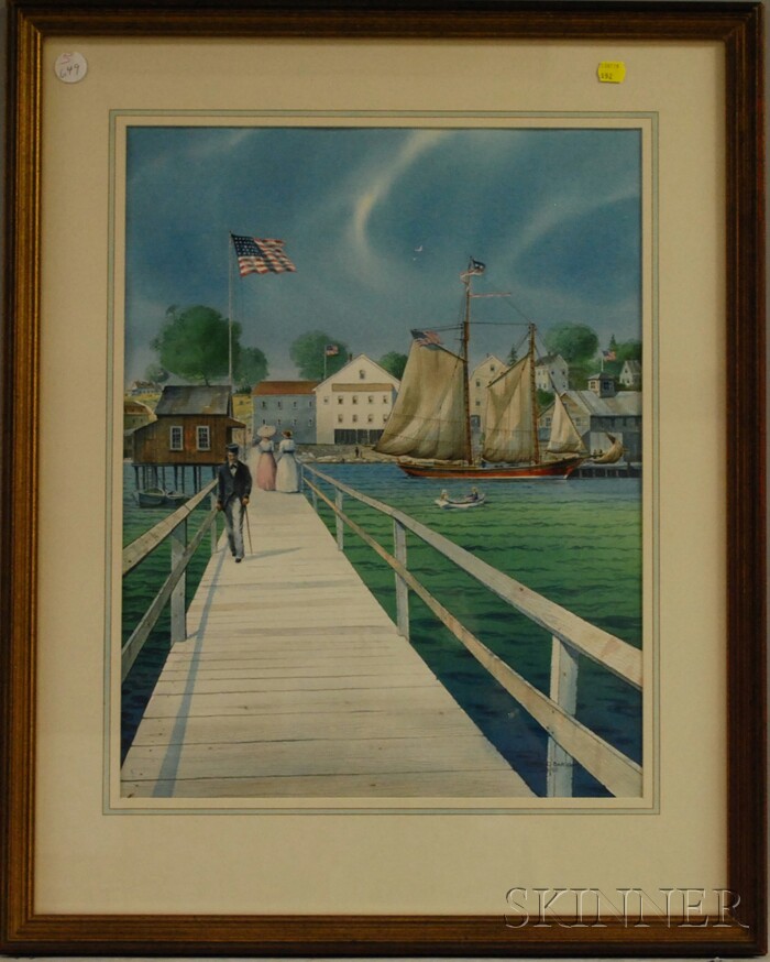 Appraisal: Earle G Barlow American th Century Walking Along the Boardwalk