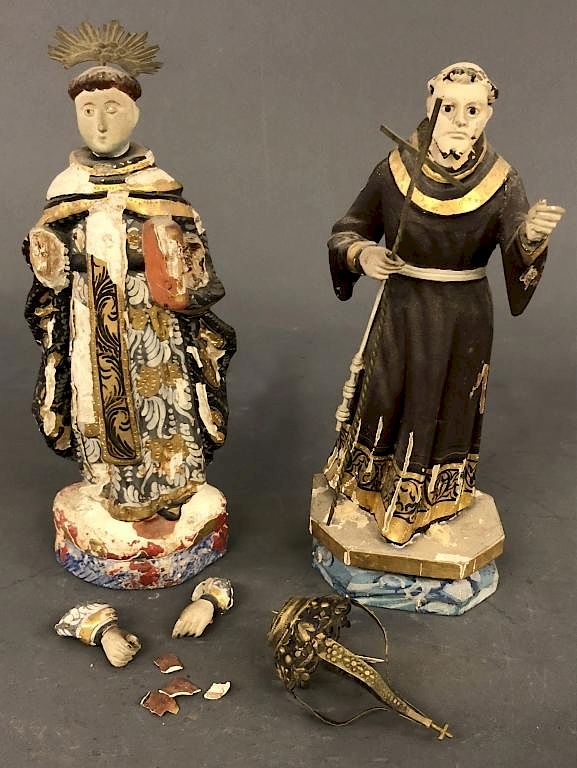 Appraisal: Carved and Painted Figures of Saints Carved and painted figures