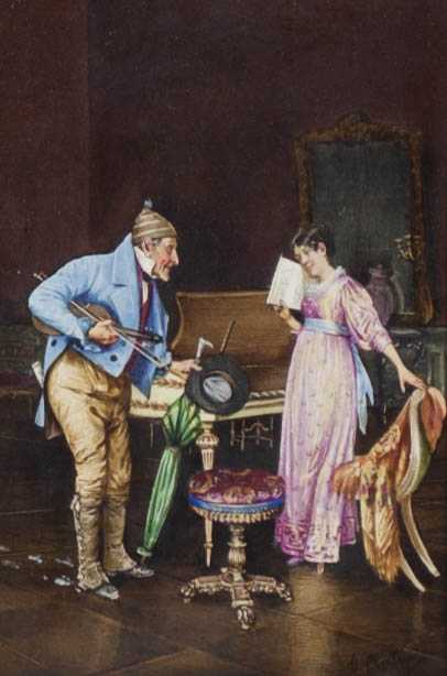 Appraisal: GIUSEPPE BERTINI ITALIAN - OIL ON PORCELAIN Music Master x