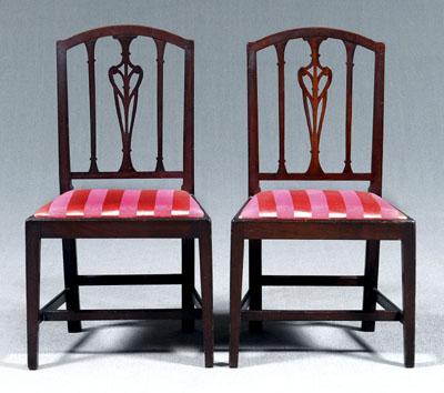 Appraisal: Pair Sheraton side chairs each mahogany with arched crest and