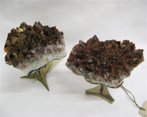 Appraisal: TWO GOLDEN DOGTOOTH CALCITE CRYSTAL COLLECTOR'S SPECIMENS found in Chihuahua