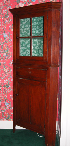 Appraisal: Diminutive Pine Four Pane Corner Cabinet in two pieces with