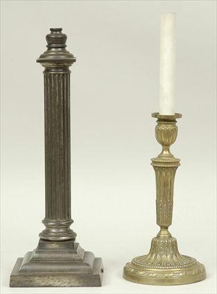 Appraisal: Louis XVI-Style Gilt-Metal Candlestick Mounted as a Lamp Together with