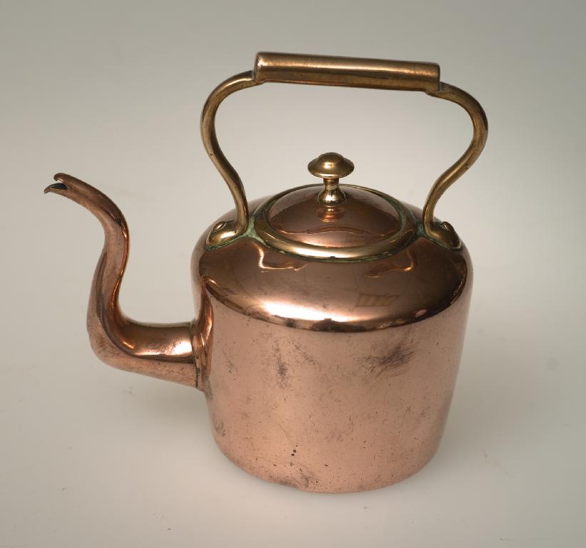 Appraisal: th CENTURY MINIATURE COPPER AND BRASS KETTLE cm -