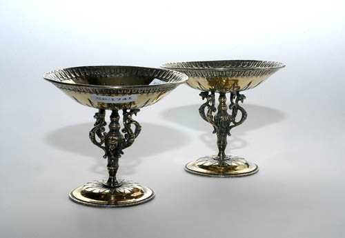 Appraisal: PAIR OF FOOTED BOWLS Silver-gilt London Master Thos Holland With