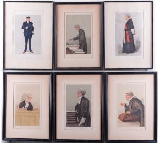 Appraisal: Vanity Fair Caricature Lithographs Six Six vintage Vanity Fair lithographs