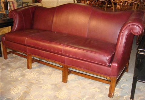 Appraisal: FAIRFIELD CHIPPENDALE CAMELBACK LEATHER SOFA and LOVESEAT h w d