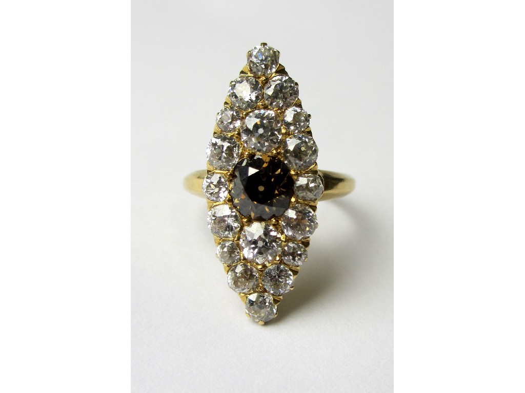 Appraisal: A Victorian ct gold marquise diamond cluster ring with central