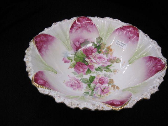 Appraisal: R S Prussia Porcelain Master Berry Bowl rose decor signed