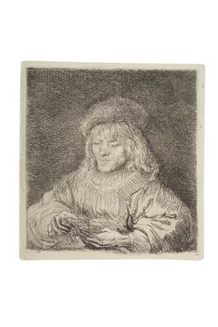 Appraisal: REMBRANDT VAN RIJN The Card Player Etching x mm x