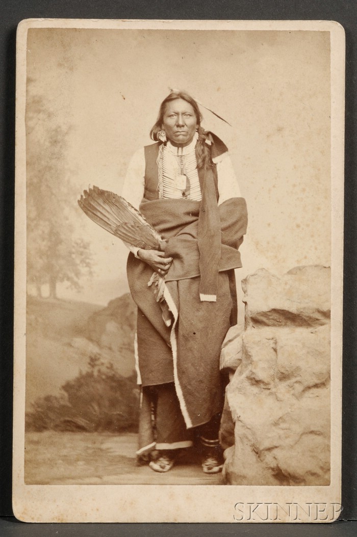 Appraisal: Cabinet Card of a Sioux Chief by E L Eaton