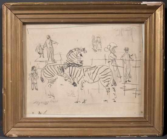 Appraisal: Reynolds Beal American - Zebras at the Zoo graphite on