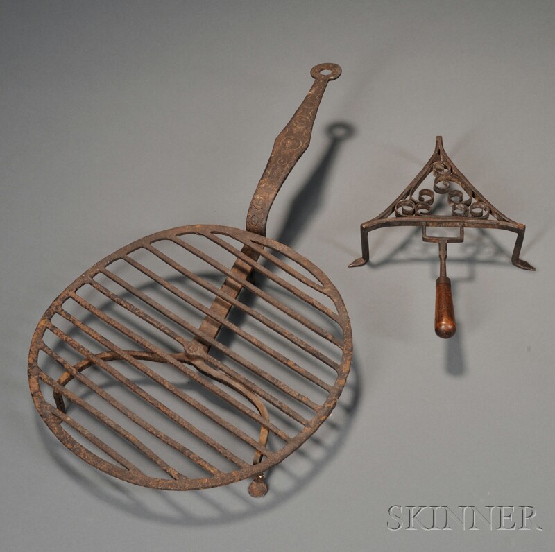 Appraisal: Wrought Iron Hearth Whirling Grill or Broiler and a Trivet