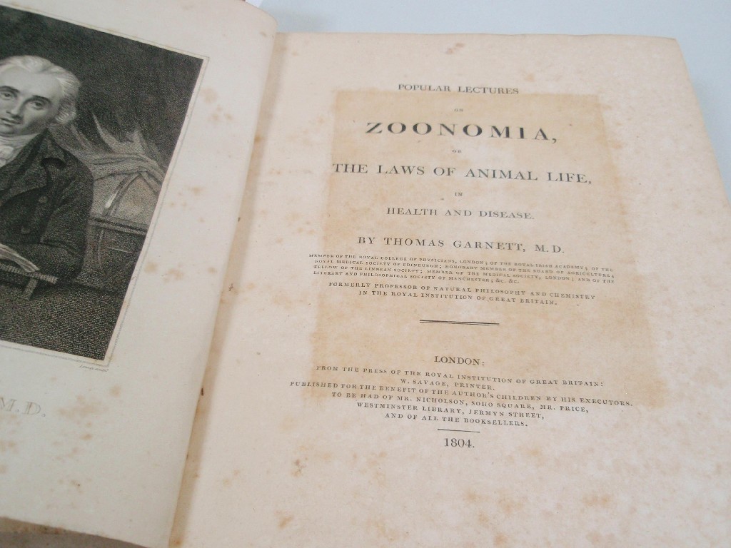 Appraisal: Garnett Thomas Popular Lectures on Zoonomia or The Laws of