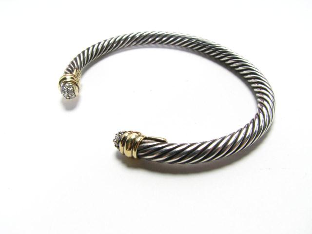 Appraisal: David Yurman K Yellow Gold and Sterling Diamond Cuff Bangle