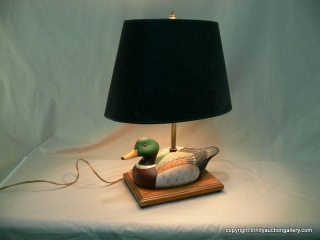 Appraisal: Duck Lamp with Shade - Working Lamp with ShadePorcelain Male