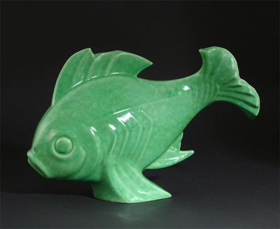 Appraisal: A Poole Pottery Picotee glaze fish sculpture the design attributed