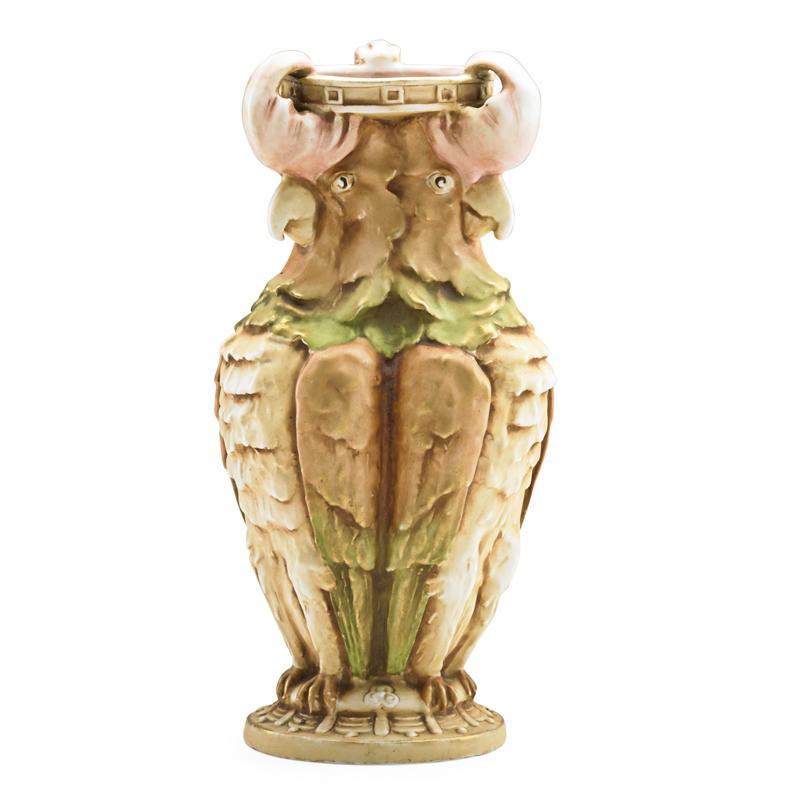 Appraisal: RSTK Rare Amphora vase with cockatoos Condition Report Overall excellent