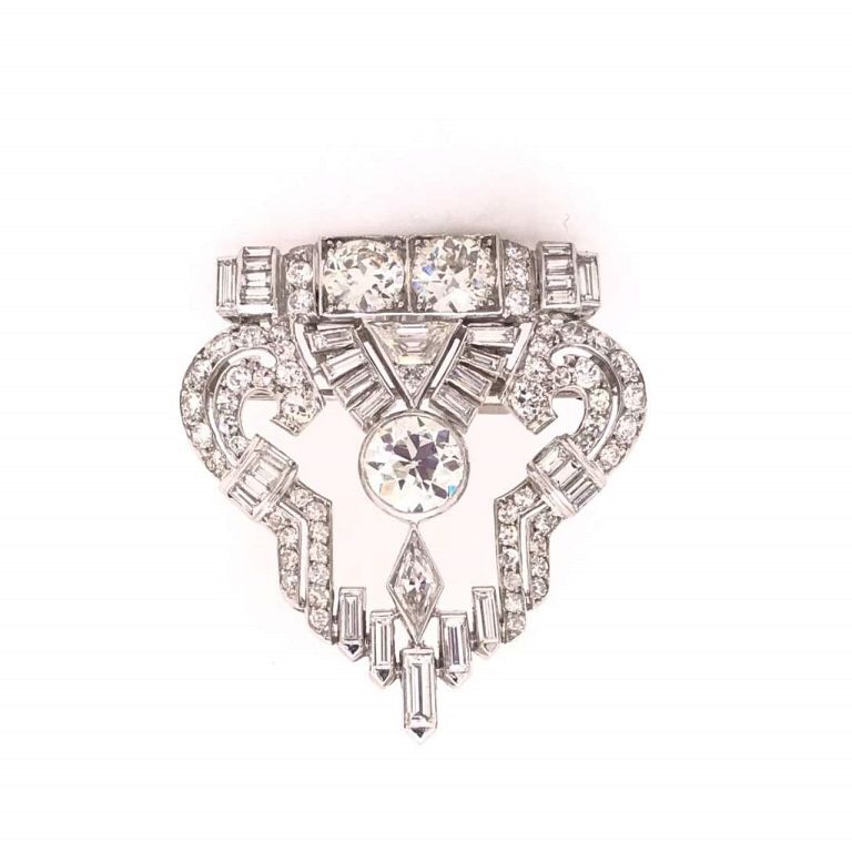 Appraisal: Ct Diamond Art Deco Pin Ct Diamond Art Deco Pin