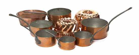 Appraisal: A Collection of Copper Kitchen Articles comprising six pots two