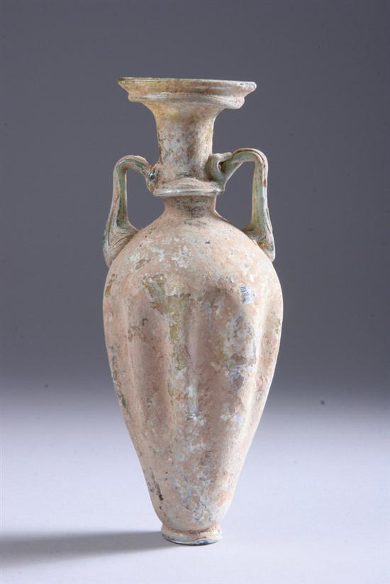 Appraisal: UNUSUAL ROMAN GLASS BOTTLE Circa A D With twin handles