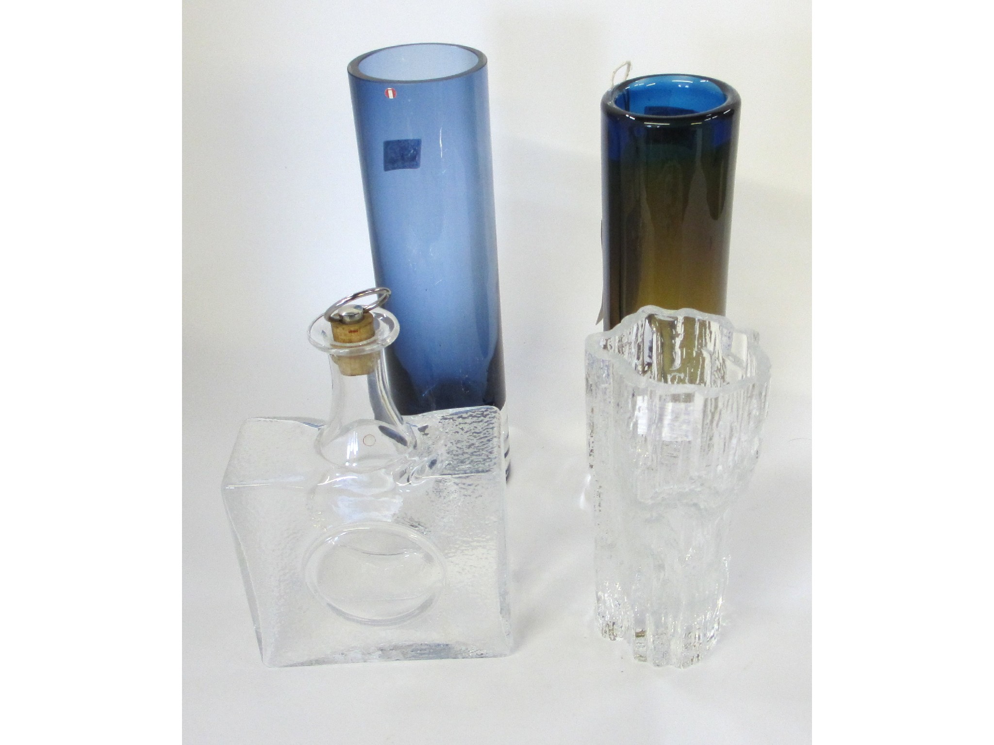 Appraisal: Tapio Wirkkala decanter and small vase another bubble base vase