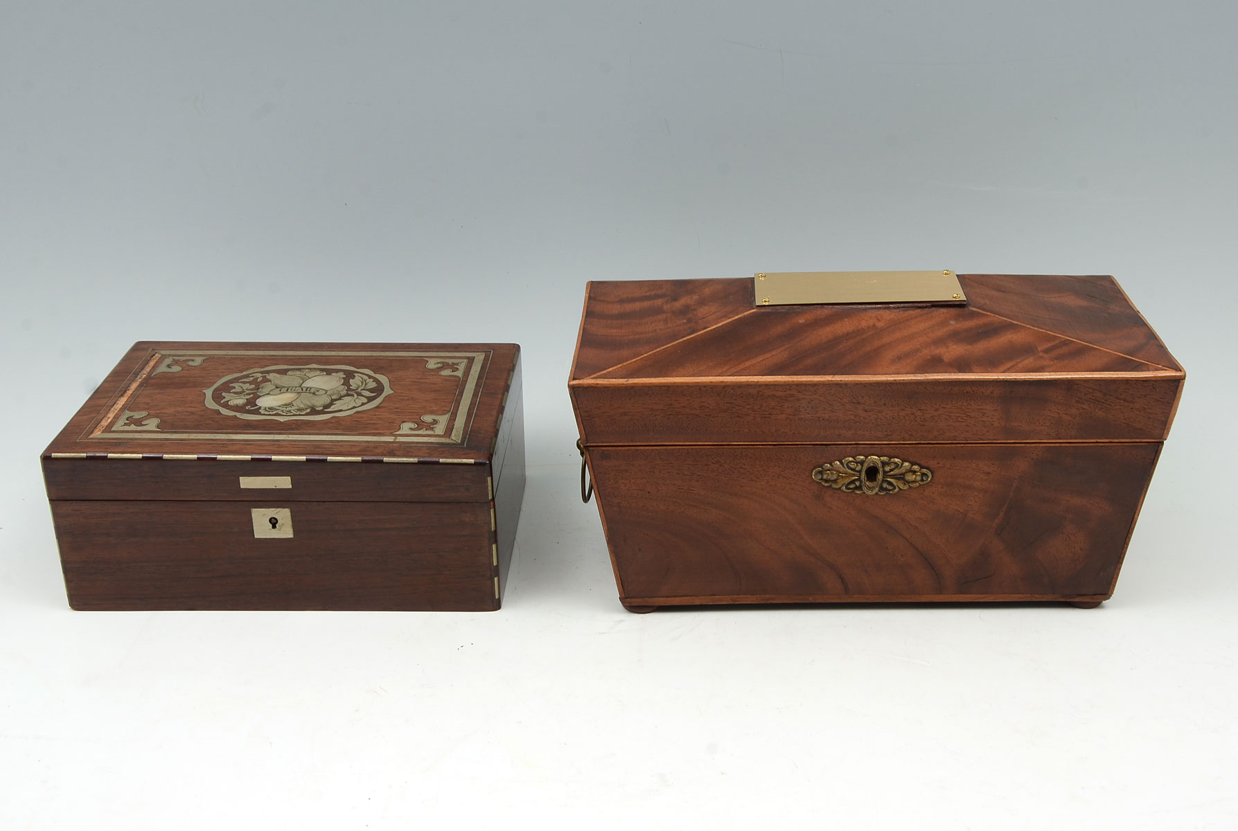 Appraisal: PIECE CIGAR AND TEA BOX Comprising - Boulle inlaid Cigar