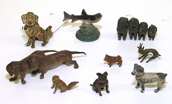 Appraisal: An assembled group of nine bronze or metal miniature animals