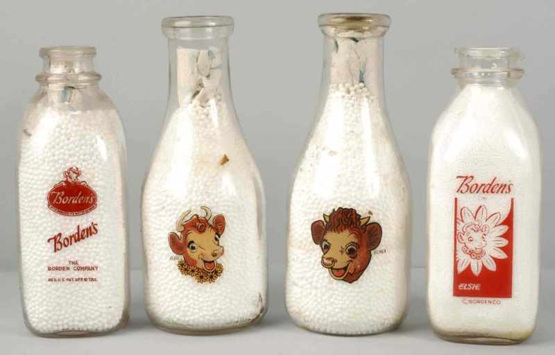 Appraisal: Lot of Assorted Borden's Milk Bottles Description s Two round