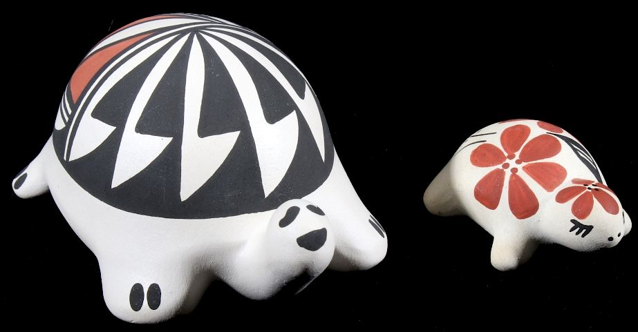 Appraisal: Pair of Acoma Polychrome Pottery Turtle Figures Included in this