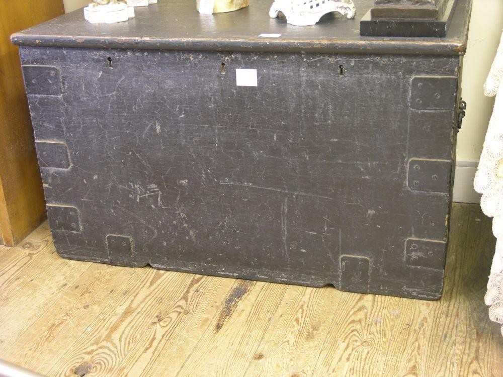 Appraisal: A Victorian painted pine trunk with sheet iron mounts ft