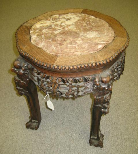 Appraisal: A CHINESE CARVED PADOUK WOOD JARDINIERE STAND c the lobed