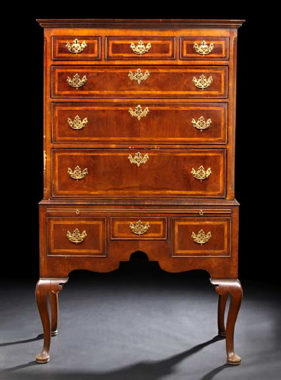 Appraisal: George III Mahogany and Walnut Highboy early th century and