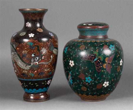 Appraisal: Chinese cloisonne enamel ginger jar and similar vase late th