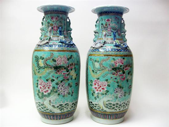 Appraisal: A Pair of Tall Chinese Porcelain Vases with dragon and