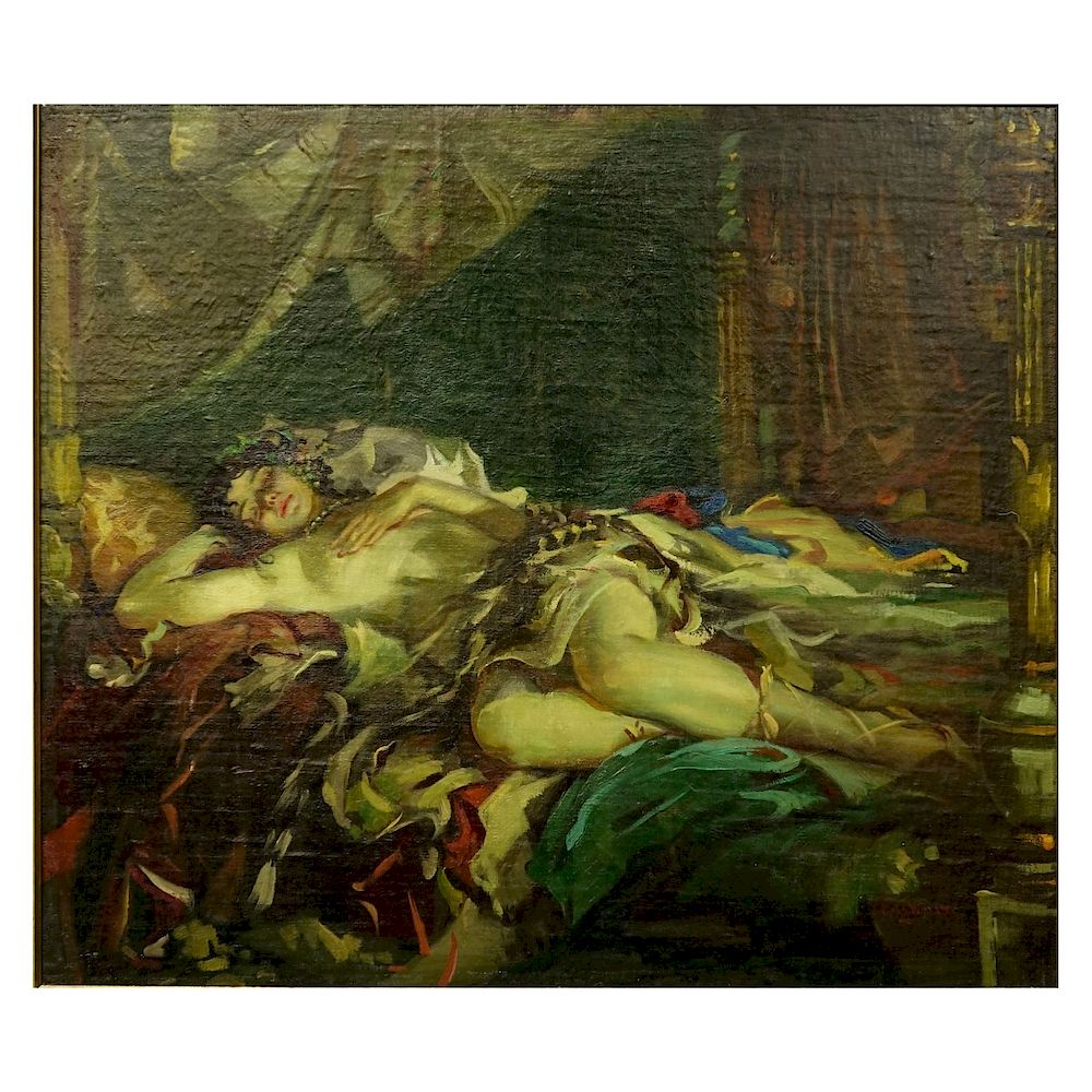 Appraisal: Julius Rolshoven America Julius Rolshoven America Oil on Canvas Odalisque