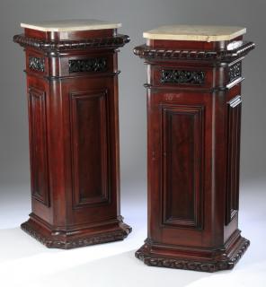 Appraisal: Regency style mahogany pedestals h Pair of Regency style pedestals