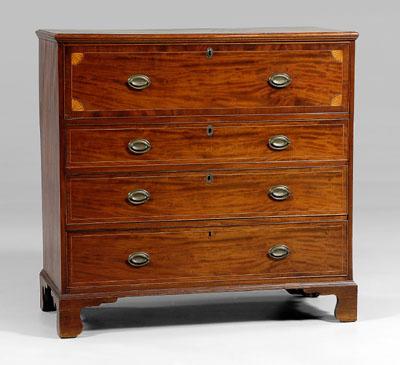 Appraisal: Virginia Federal inlaid butler s desk figured mahogany throughout with