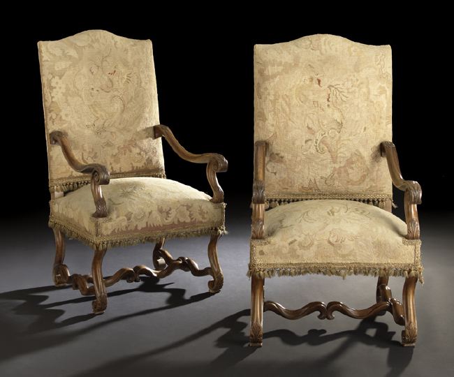 Appraisal: Pair of Regence-Style Fruitwood Fauteuils a la Reine ca the