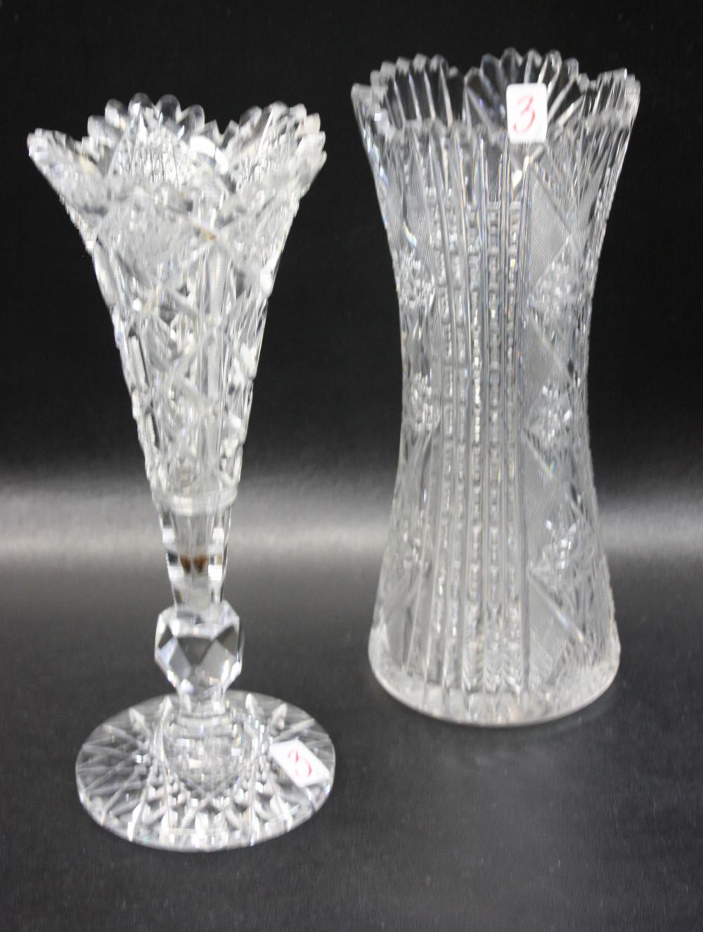 Appraisal: TWO AMERICAN BRILLIANT CUT CRYSTAL VASES one a footed trumpet