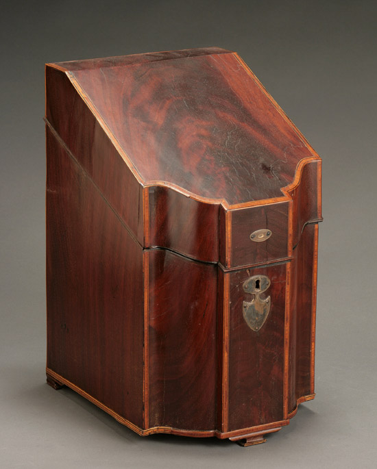 Appraisal: George III Satinwood Inlaid Mahogany Knife Box Circa Of typical